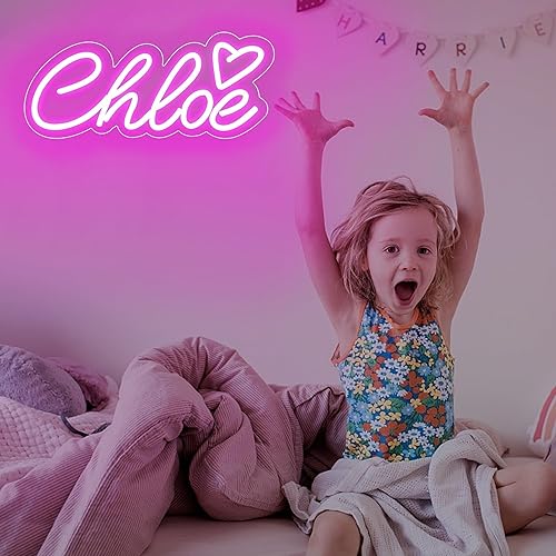 Vista 7 de Large Chloe Name Neon Sign for Wall Decor,LED Chloe Name Neon Light for Kids Bedroom,Chloe Birthday Party Decoration,Neon Sign Customizable,Choice
