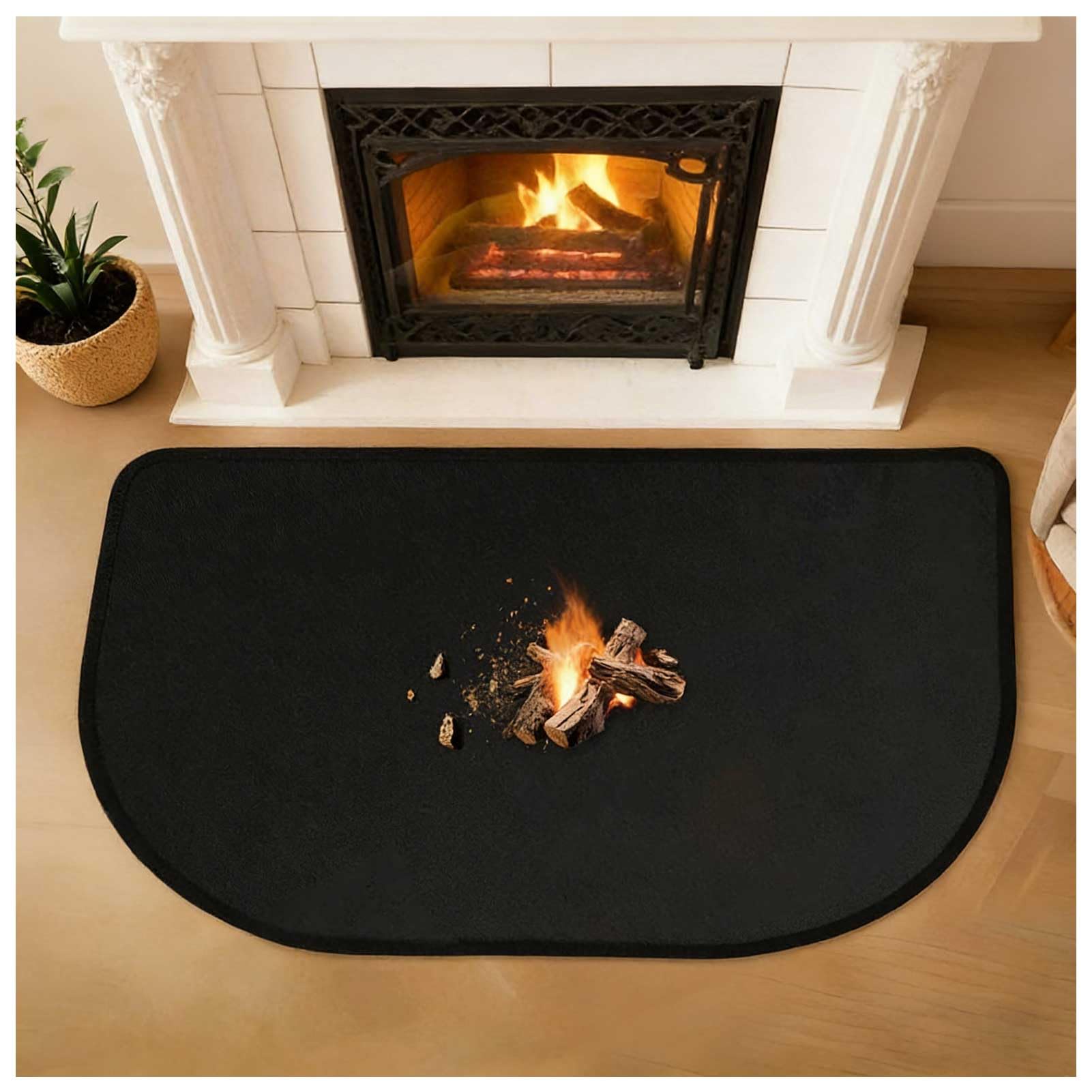 Tappeto per camino, antiscivolo, resistente al fuoco, 122 x 76 cm, ignifugo, protezione per interni ed esterni, braciere, griglia e stufa di sicurezza