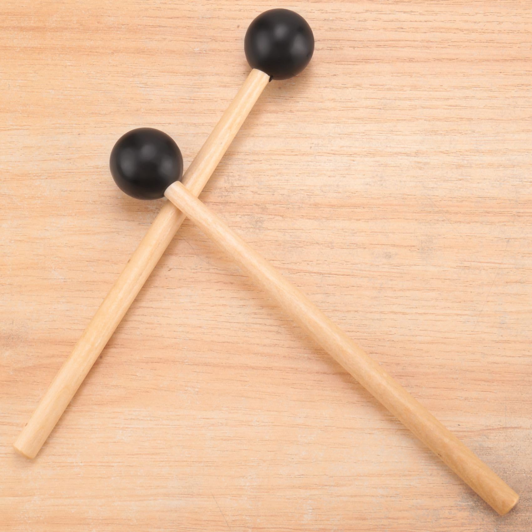 Lizusidtsy 2Pcs Soft Rubber Head Sticks Wood Handle Bell Mallets for Glockenspiel Xylophone Bell Music Instruments Parts Black, 500005721A1