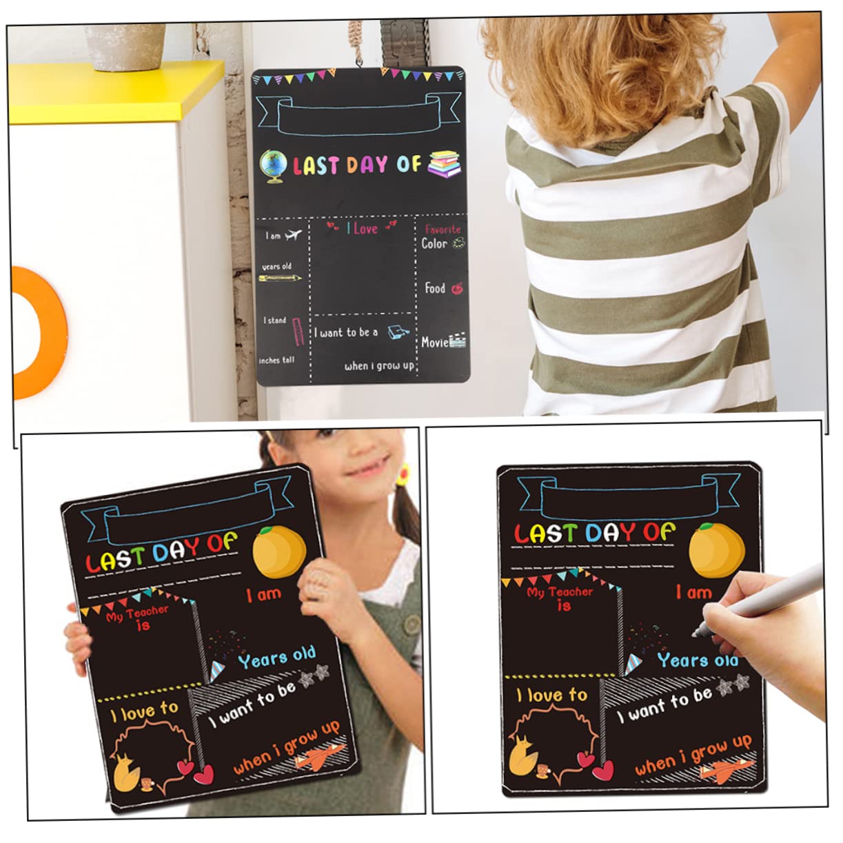 STOBOK 8stücke Kindergarten Tafel Doppelseitige Kreidetafel Für Ersten Schultag Dekorative Holzschilder Für Mädchen Für Und Kreative Aktivitäten