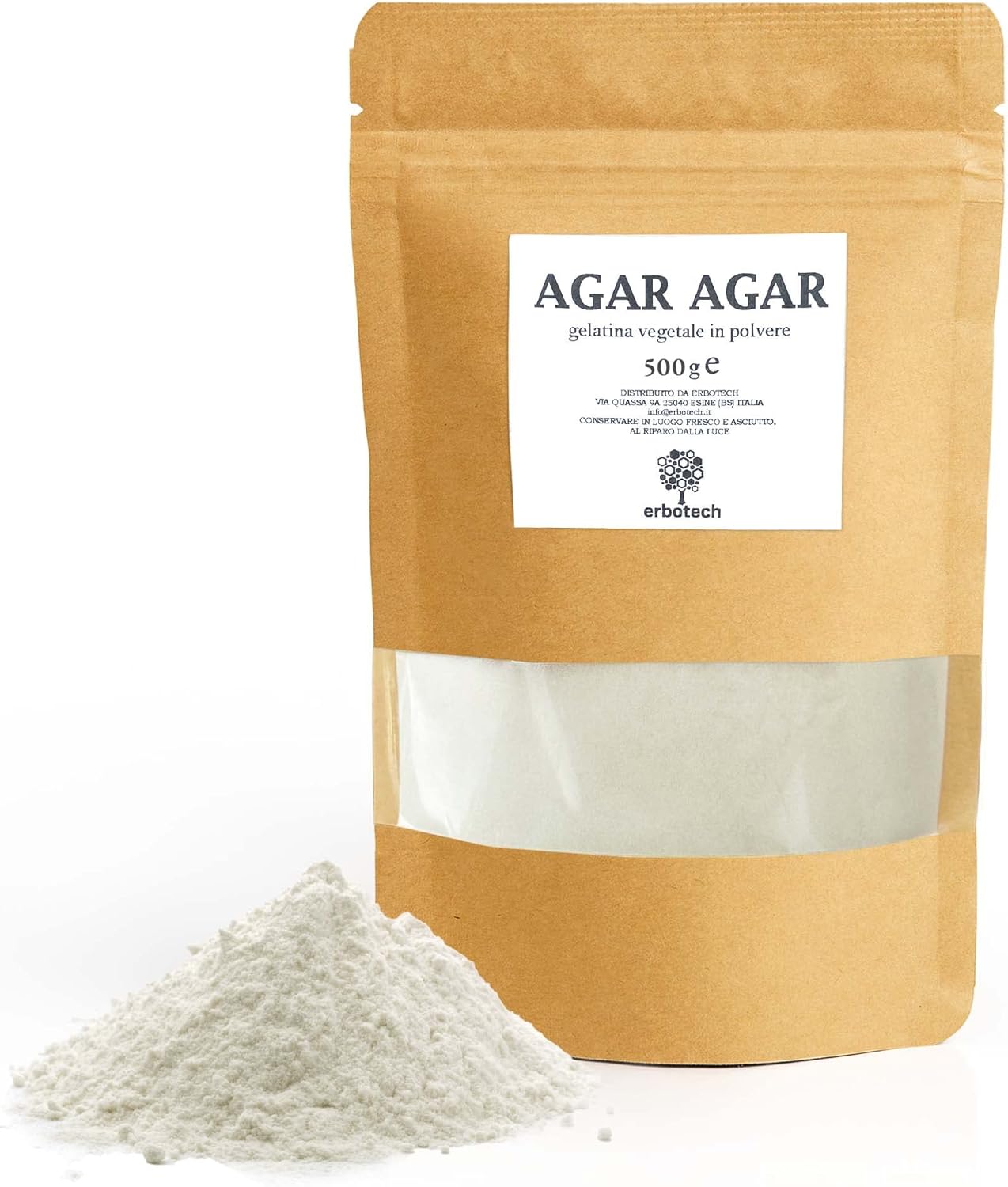 ERBOTECH, Agar Agar, Food Gelatine Powder, 100 Vegetable Gelling Agent for Preparing Desserts