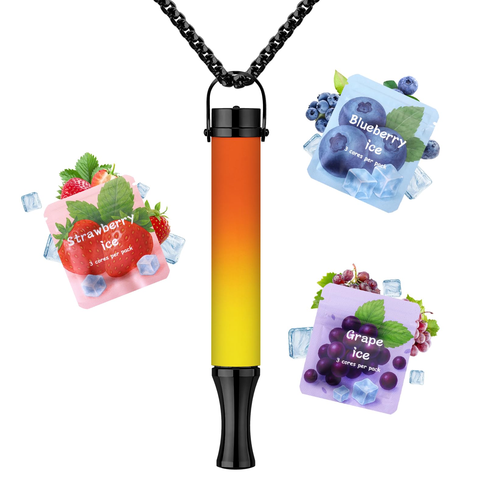 Collier de Respiration, Régulation de Résistance Réglable Couleurs dégradées, Filtres Végétaux Remplaçables Thérapie Aromatique pour Soulager le Stress