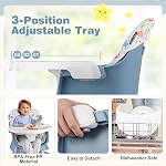 KOTEK 16 en 1 Chaise haute convertible, Chaise haute bébé & Centre d'activités avec jouets, siège booster, table de bâtiment, chaise pour tout-petit avec 5-Point Harnais, trait amovible & Coussin (bleu)