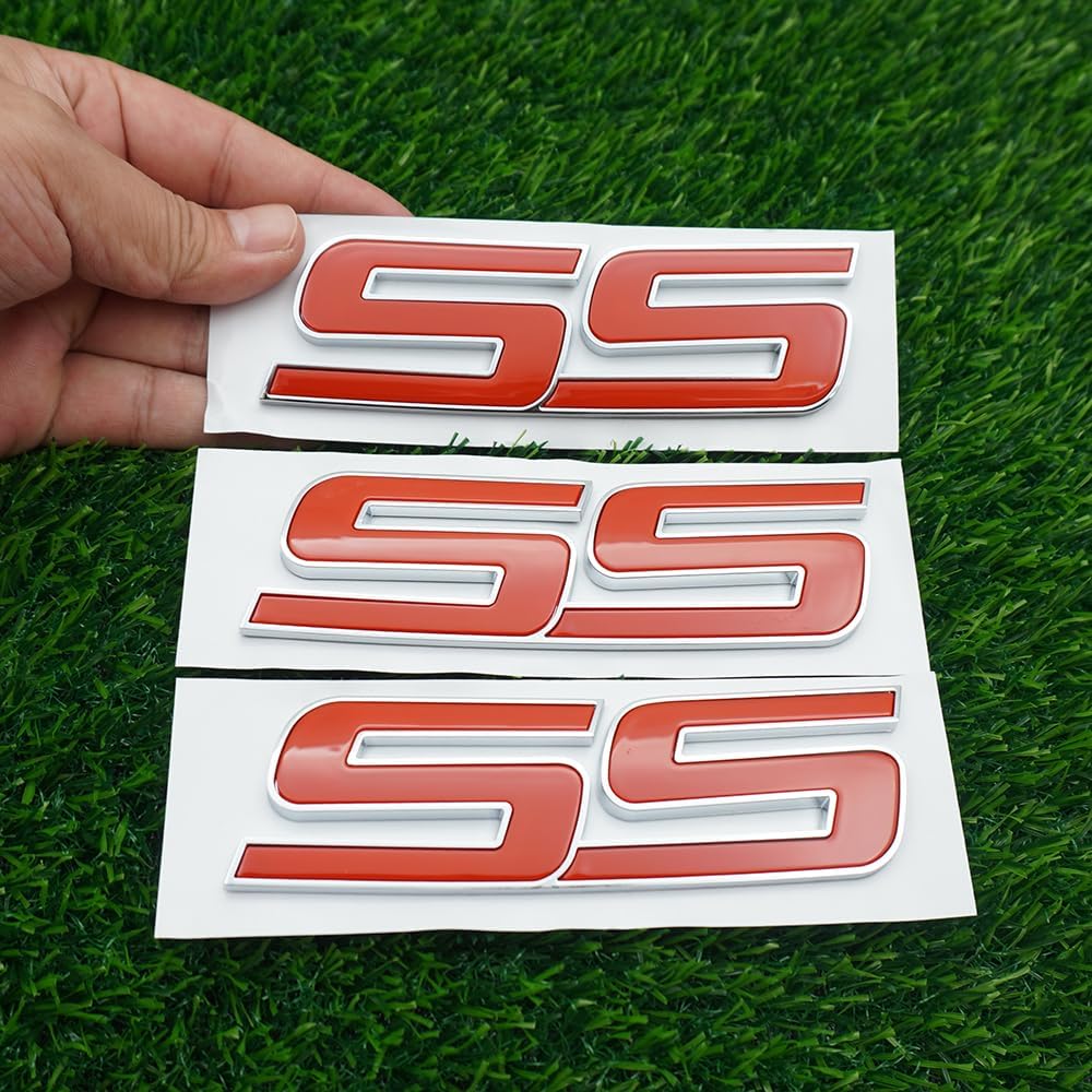 3Pc Front Door SS Emblem 3D Badge Sticker Nameplates Replacement for 2006-2010 Impala Equinox HHR Carlo SSR Trailblazer 15211285 Origianl Size (White)