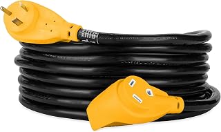 Camco PowerGrip RV Extension Cord | Features Power Grip Handles and an Extremely Flexible Design | 30-Amp, 10-Gauge, 25 Feet (55191)