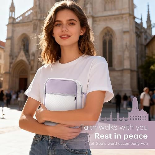 Miniatura 7 de Funda para la Biblia, funda para libro de la Biblia para mujer, funda de transporte de lona, protector de libros, fundas acolchadas de cuero vegano,