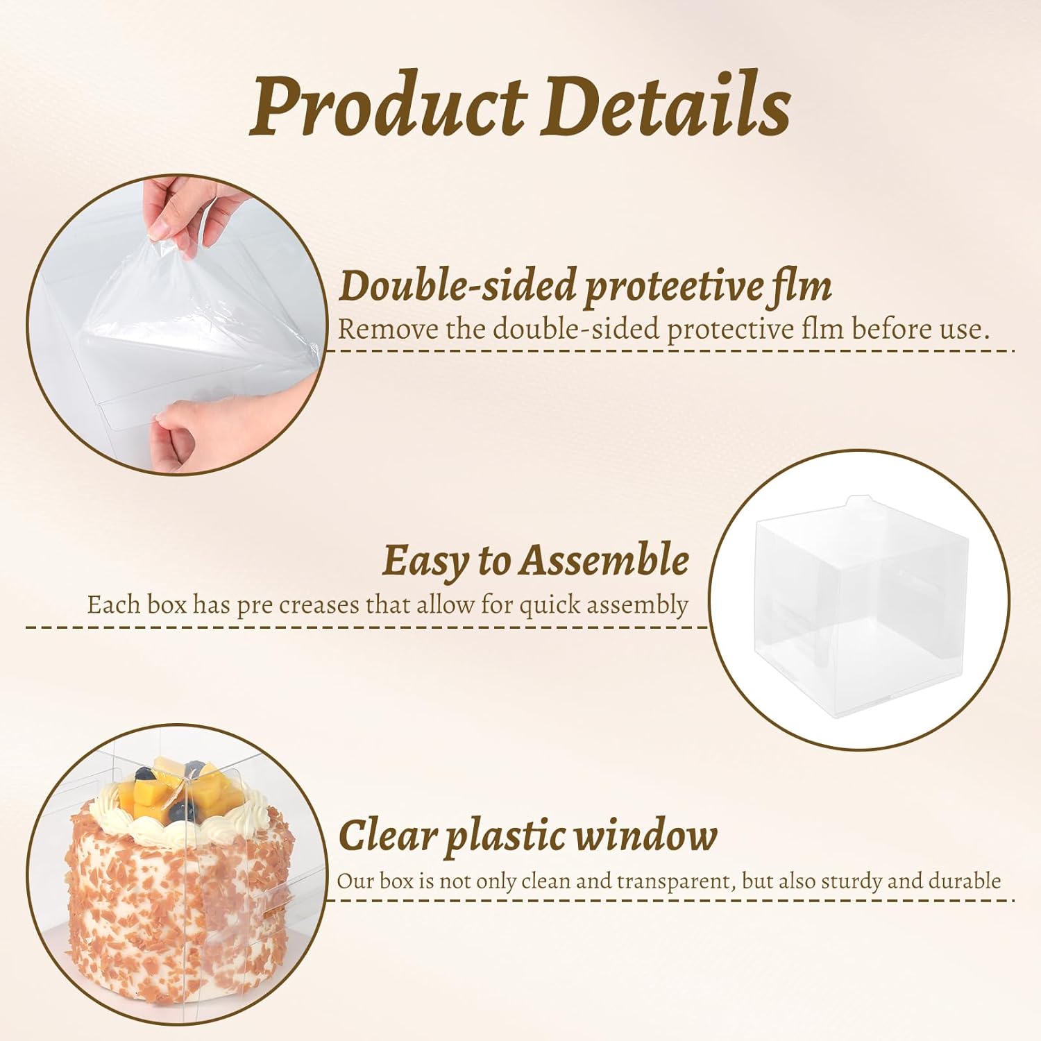 5 inch Clear Cake Boxes 30 Pack - Transparent Bakery Boxes with Handles for Cupcakes, Donuts, Chocolates & Party Treats - Perfect for Weddings, Birthdays Valentine'Day. (5 inch/30 pcs)