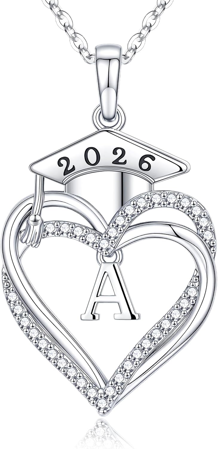 M MOOHAM Graduation Gifts for Women Her 2026 - Heart Initial Graduation Necklace High School College Gifts 2026