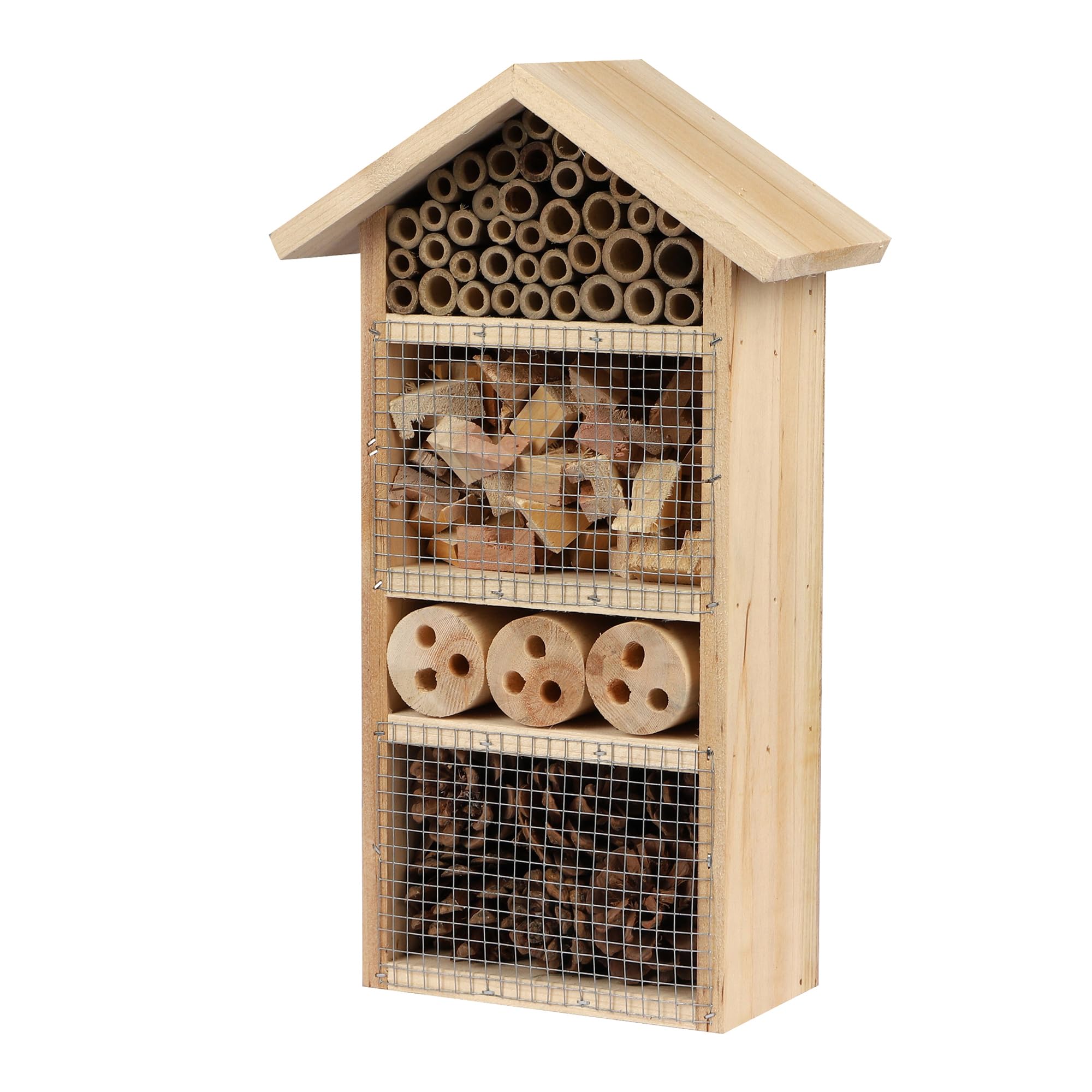 33x20x10cm Natural Eco-Friendly Bug Bee Insect Hanging House Wooden Hotel for Bees Butterflies Insects in Garden