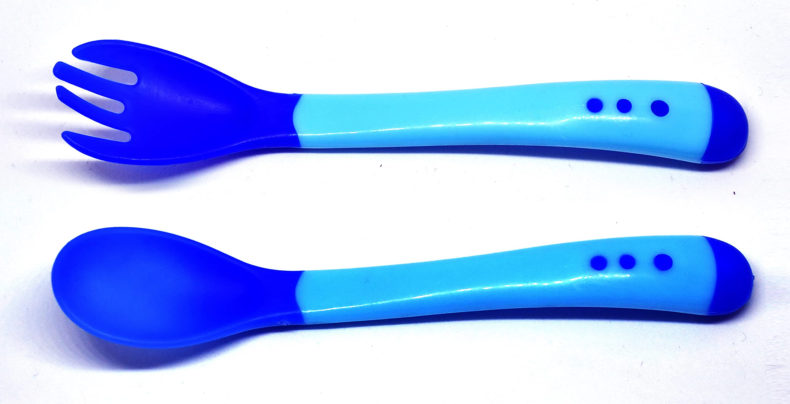 THE LITTLE LOOKERS? Silicone Tip Heat Sensitive Silicone Spoons | Temperature Sensing Spoons | Spoon & Fork Set (Blue, Pack of 2)-image-49