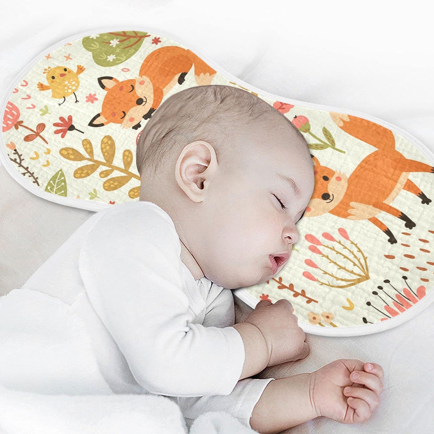 Kigai Fox and The Flower Muslin Baby Burp Cloths, Large Absorbent Cotton Muslin Burp Cloths Set of 1, Washcloths, Face Towel, Bibs for Newborn Boys Girls, 11 x22 Inch - Image 5