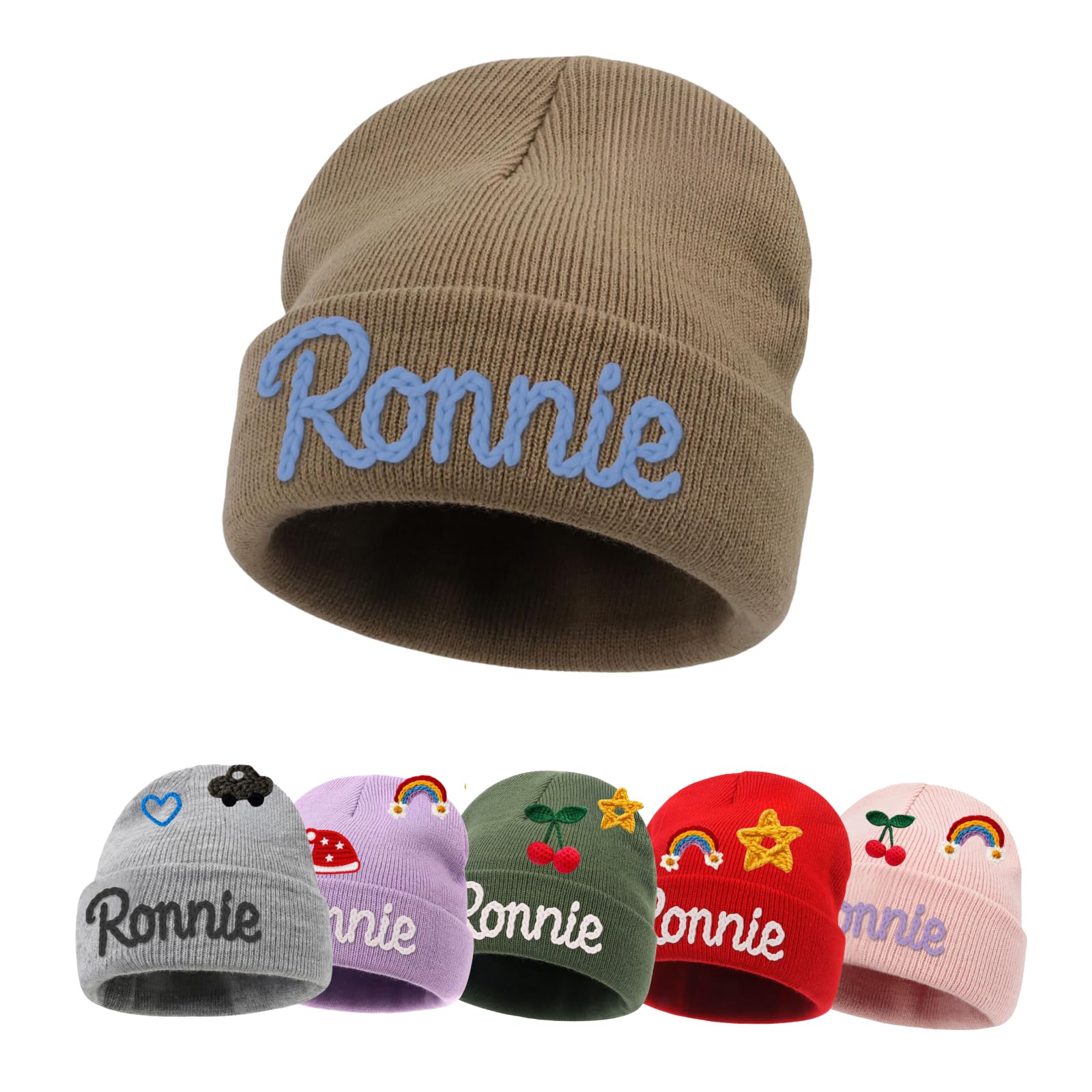 Custom Name Baby Beanie for Boys Girls, Personalized Knit Toddler Winter Hat for Kids, Hand Embroidered Winter Hat, Baby Gift