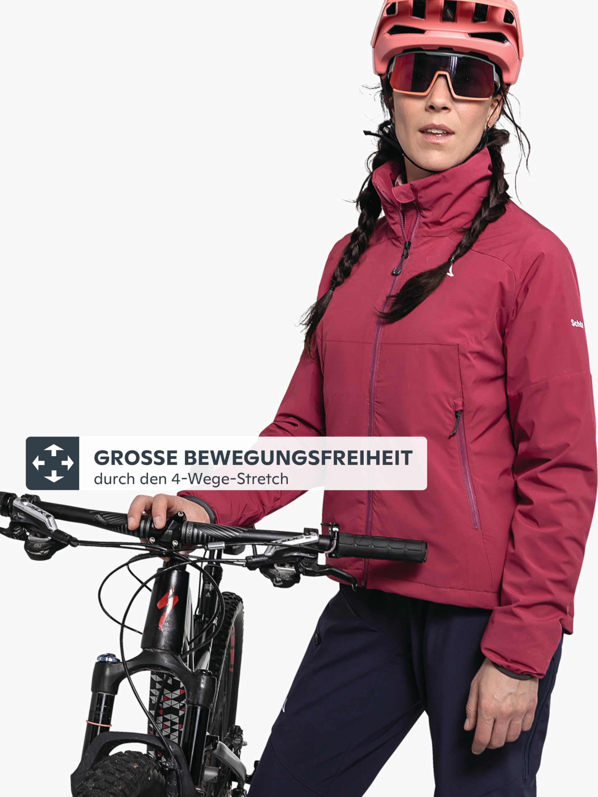 Schöffel Damen Ins Jacket Style Salza WMSs, funktionale Fahrrad Regenjacke mit 4-Wege-Stretch, MTB Jacke mit vorgeformter Passform und Belüftungsöffnungen
