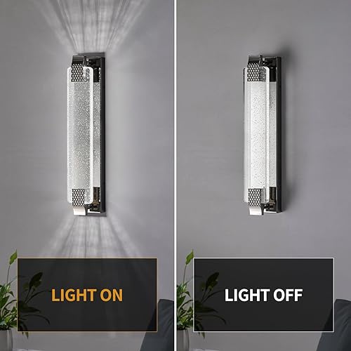 Miniatura 5 de Lámpara de pared moderna de cristal con cristal de burbujas para baño, luces LED negras para baño, pasillo, dormitorio, sala de estar, apliques de