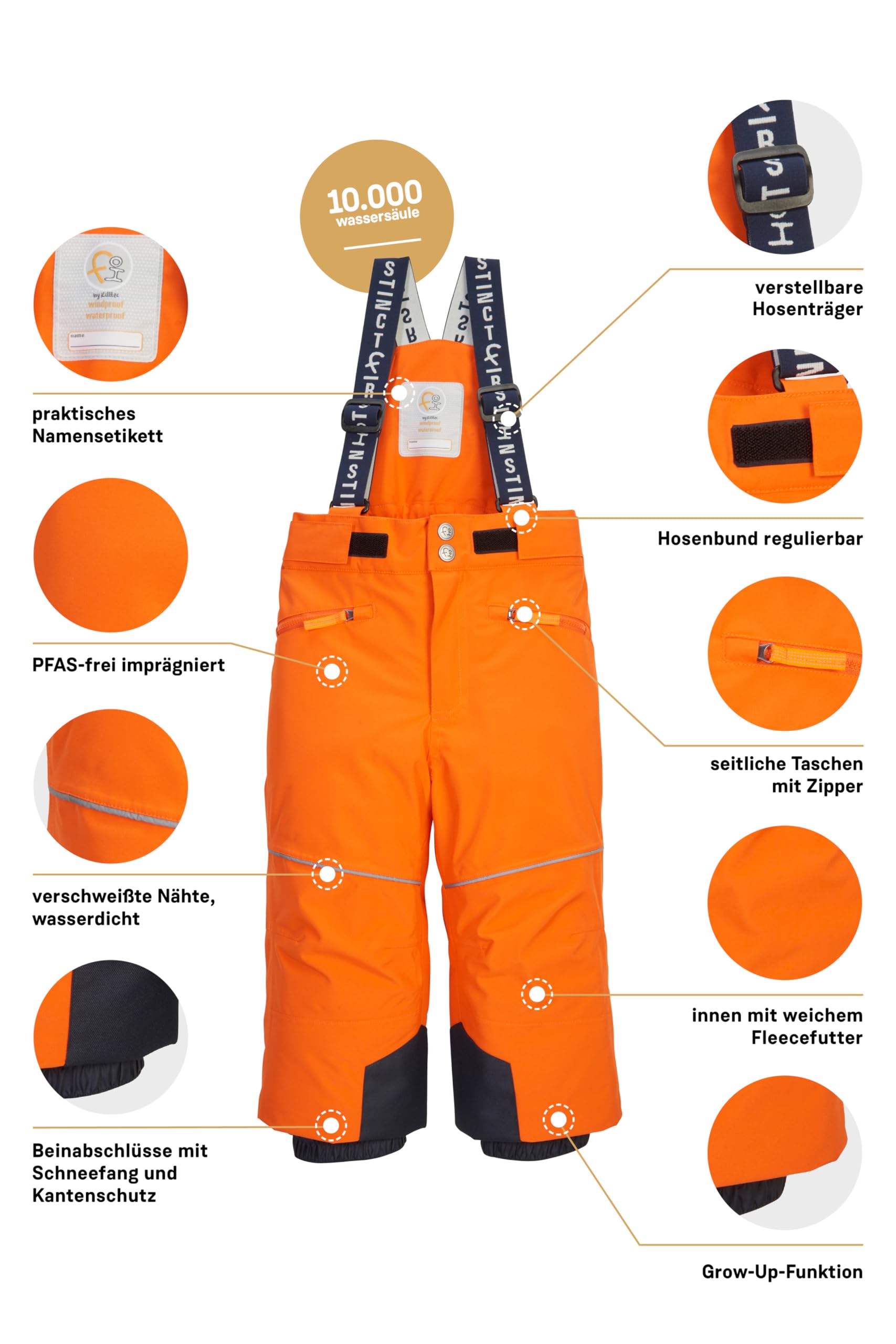 first instinct by killtec Fisw 48 MNS Ski Pnts - Pantalon de Ski/Fonctionnel avec Bretelles et Jupe Pare-Neige - Skihose - Mixte bébé