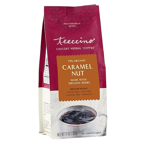 Vista 119 de Teeccino Java Chicory Coffee Alternative – Café de hierbas molido que es prebiótico, sin cafeína y sin ácidos, tostado medio, 11 onzas (paquete de 3)