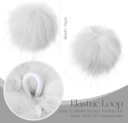 Miniatura 10 de Tatuo Bola de pompones de piel sintética de bricolaje con botón de presión y pompón esponjoso extraíble para tejer sombreros zapatos bufandas bolsa
