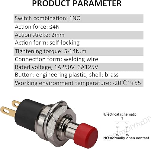 Miniatura 3 de 5 unids autobloqueo SPST tipo de enclavamiento Dash ONOFF interruptor de botón rojo AC 250V3A