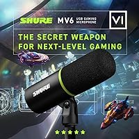 Vista 5 de Shure MV6 Gaming Microphone – Dynamic USB Mic for PC Gaming & Streaming with Tap-to-Mute, Noise Cancellation, Desktop Stand & 3.5mm Headphone