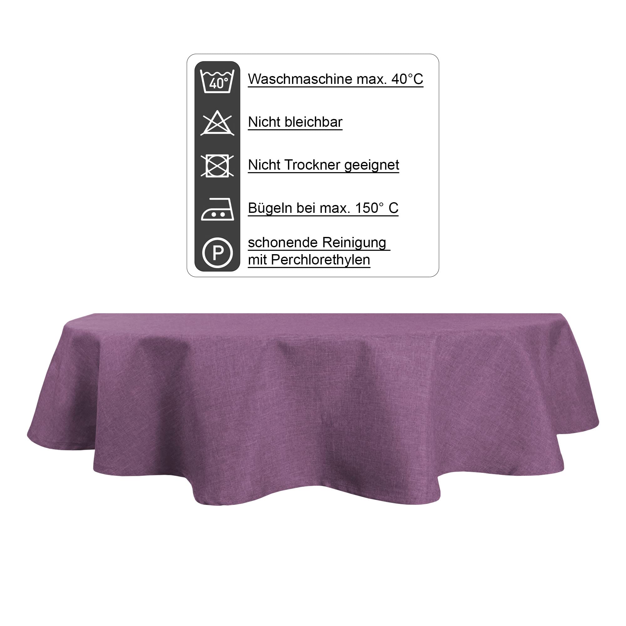 Tischdecke Oval 135x180 Cm – Leinenoptik Mit Lotuseffekt, Wasserabweisend, Bügelfrei & Abwischbar
