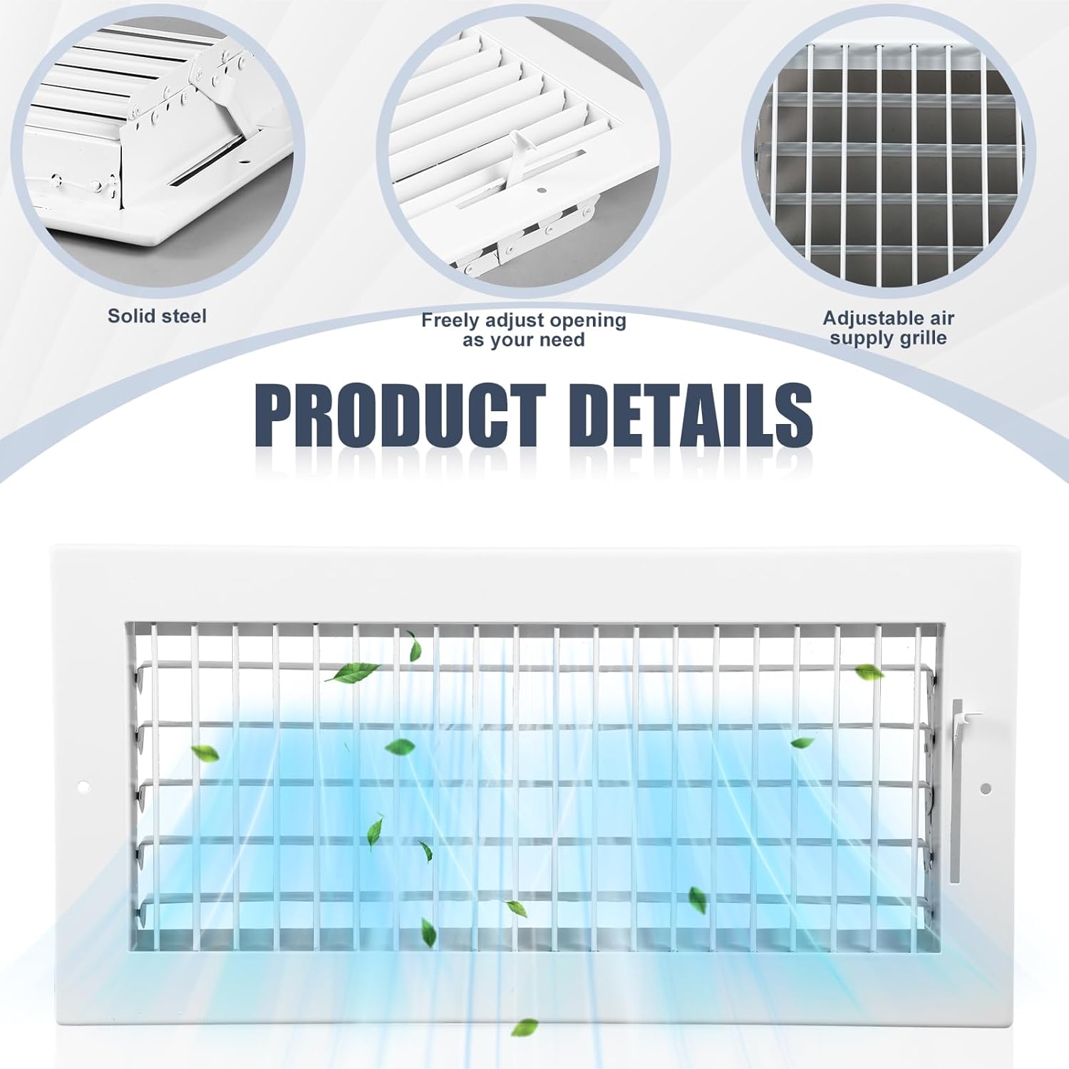 Tandefio 2 Pack 14 x 6 (Duct Opening) Ceiling Vent Covers for Sidewall Wall Return Air Register Vent Cover Adjustable Blade Diffuser Heavy Duty Stamped Steel Grill White for Home, Bathroom, Office