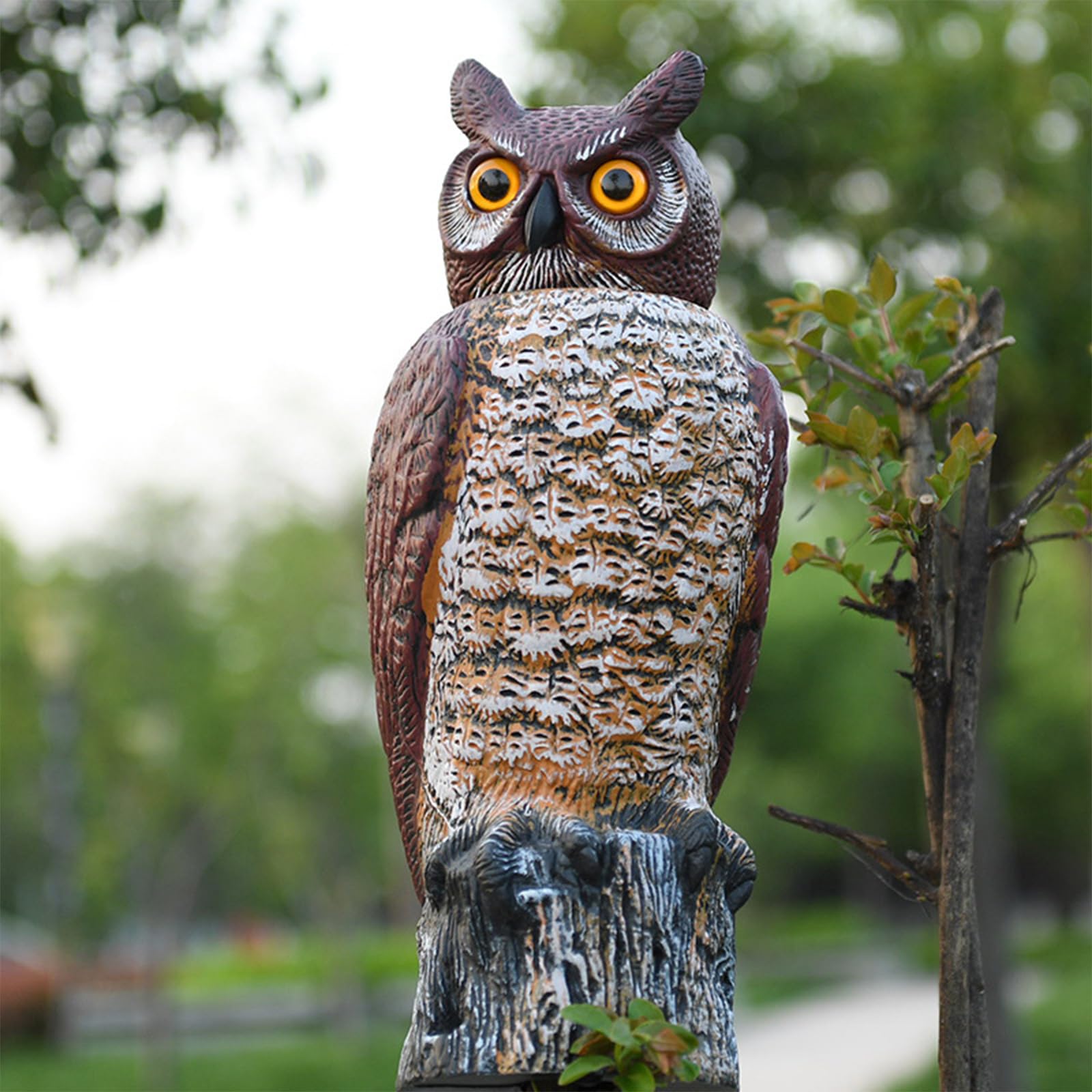 Spaventapasseri Lifelike Gufo Spaventapasseri, gufo mobile con testa girevole, 18 x 19 x 46 cm, pareti spesse, per uccelli da giardino, terrazza, balcone