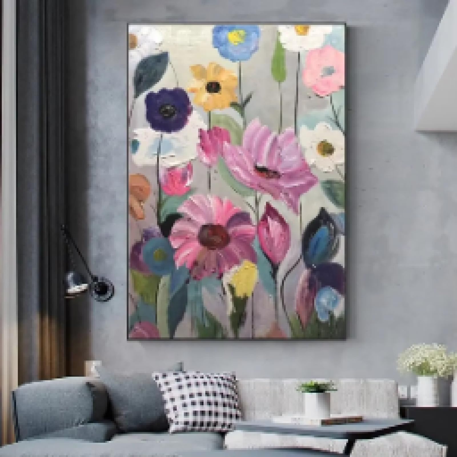 MAIMANG Skandynawska klasyczna abstrakcyjna sztuka ścienna duży kwiat botaniczna farba plakat nadruk dekoracja salonu 60 x 90 cm bez ramy
