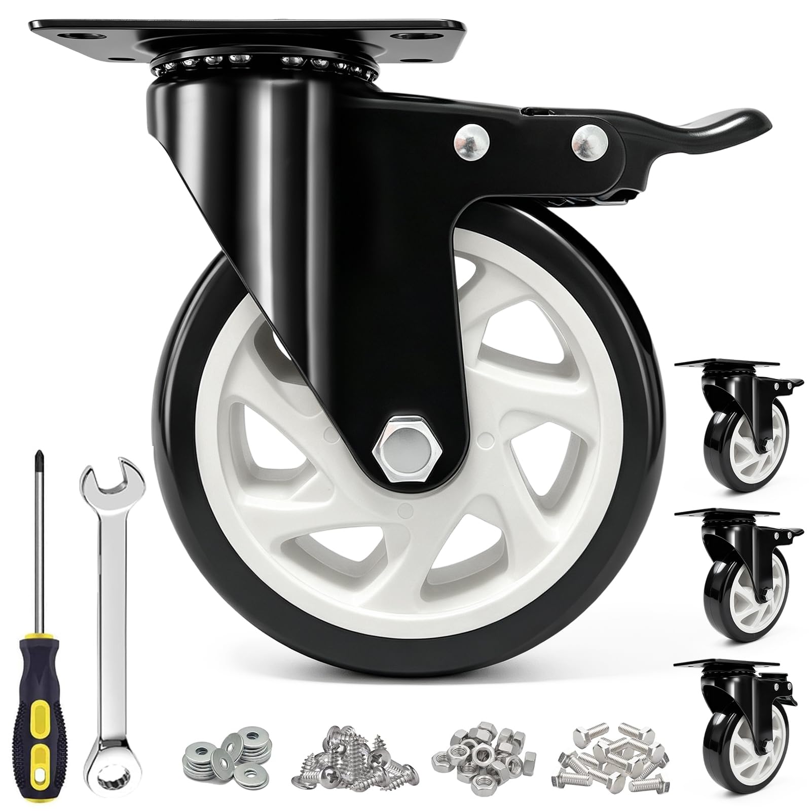 MSH&HCE 5" Heavy Duty Caster Wheels, Casters Set of 4, Dual Brake,Silent โ image 1