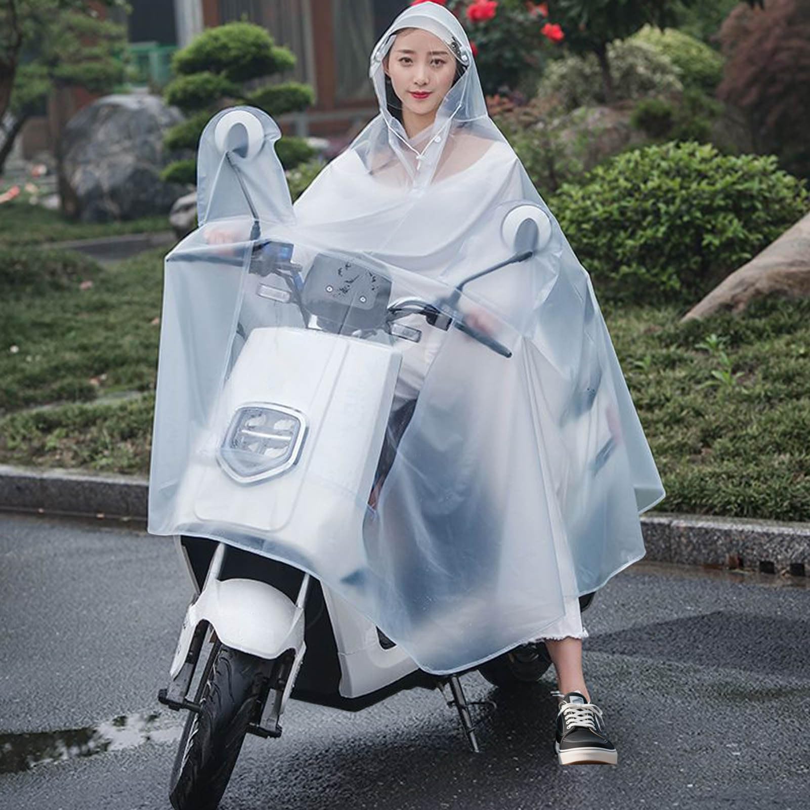 Generico Poncho Bici Impermeabile per Motocicli con Cappuccio | Leggero Trasparente Riutilizzabile Per Ciclismo E Attività All'Aperto