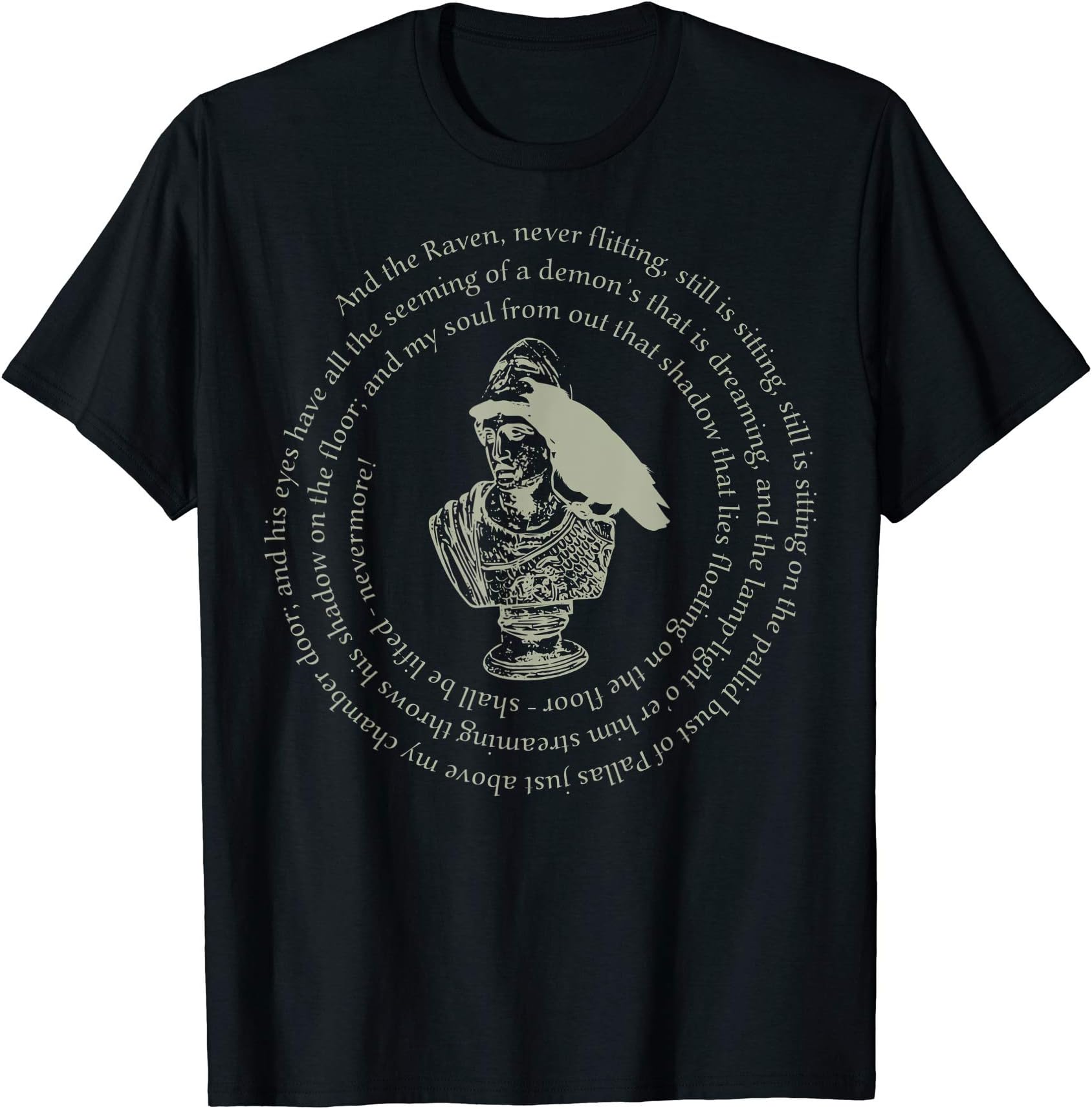 EDDArtEdgar Allan Poe Raven Poem - Bust Of Pallas Athena 2 T-Shirt