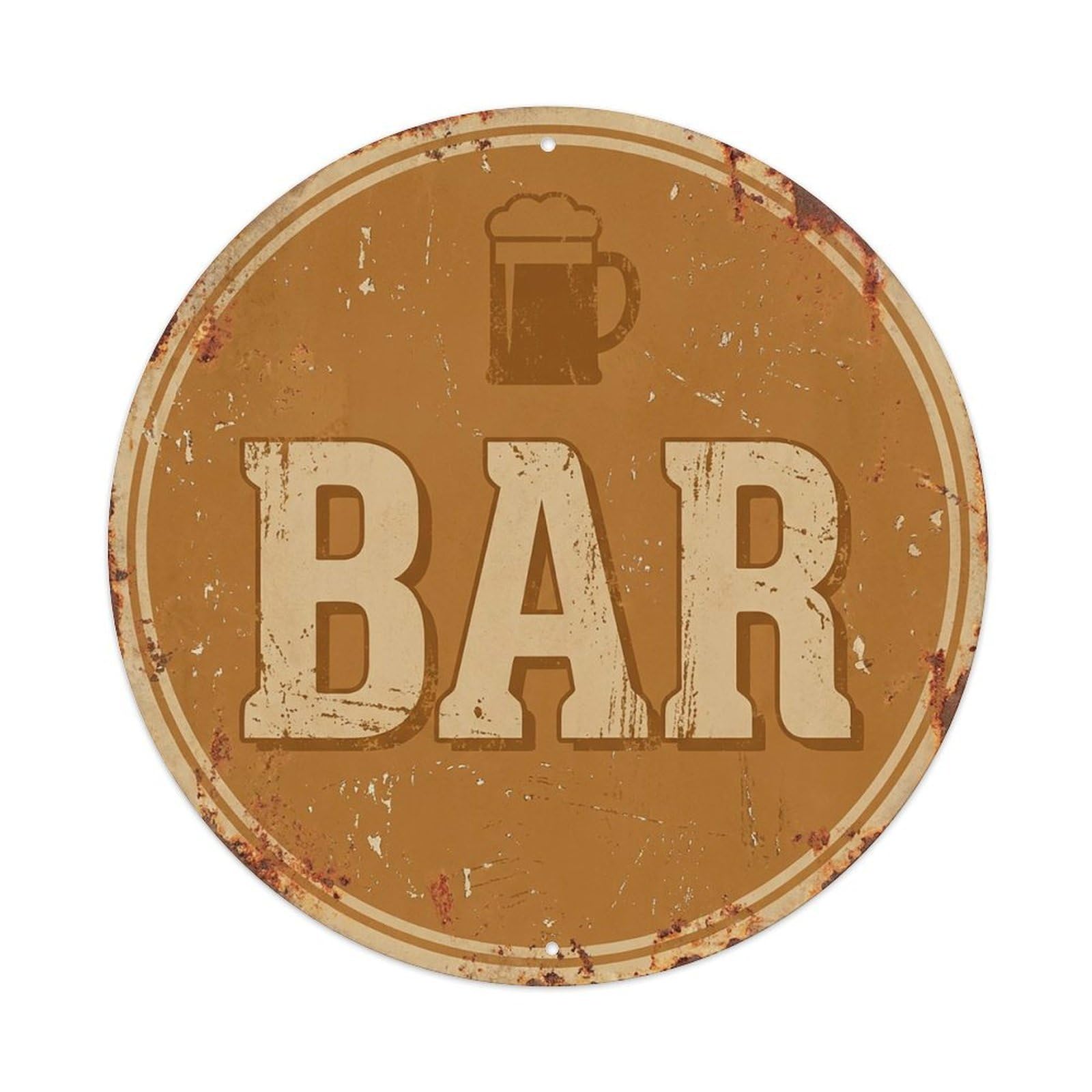 Vintage Beer BAR Caramel Tone Retro for Pub Vintage Metal Tin Sign Plaque Wall Decor for Cafe, Club Bar, Office, Garden Metal Poster 8x8Inch