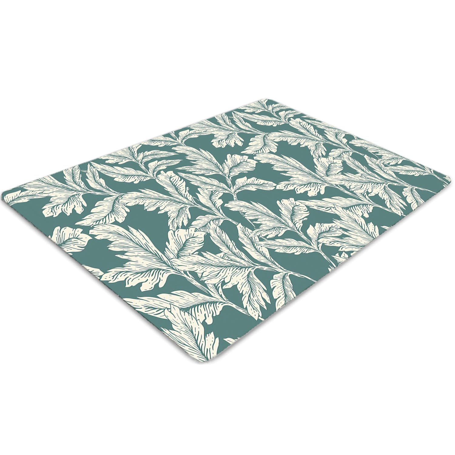 Tapis protection de sols imperméable PVC 100x70cm motif feuilles pour chaise de bureau