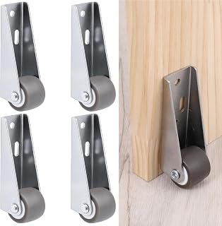 4 Pcs 1 Inch Small Side Mount Casters Wheels, Low Profile Casters Gate Caster Wheel Replacement Chair Wheels for Furniture, Drawers, Bookcases, (Load: 44lbs/Each) Vertical or Horizontal Installation