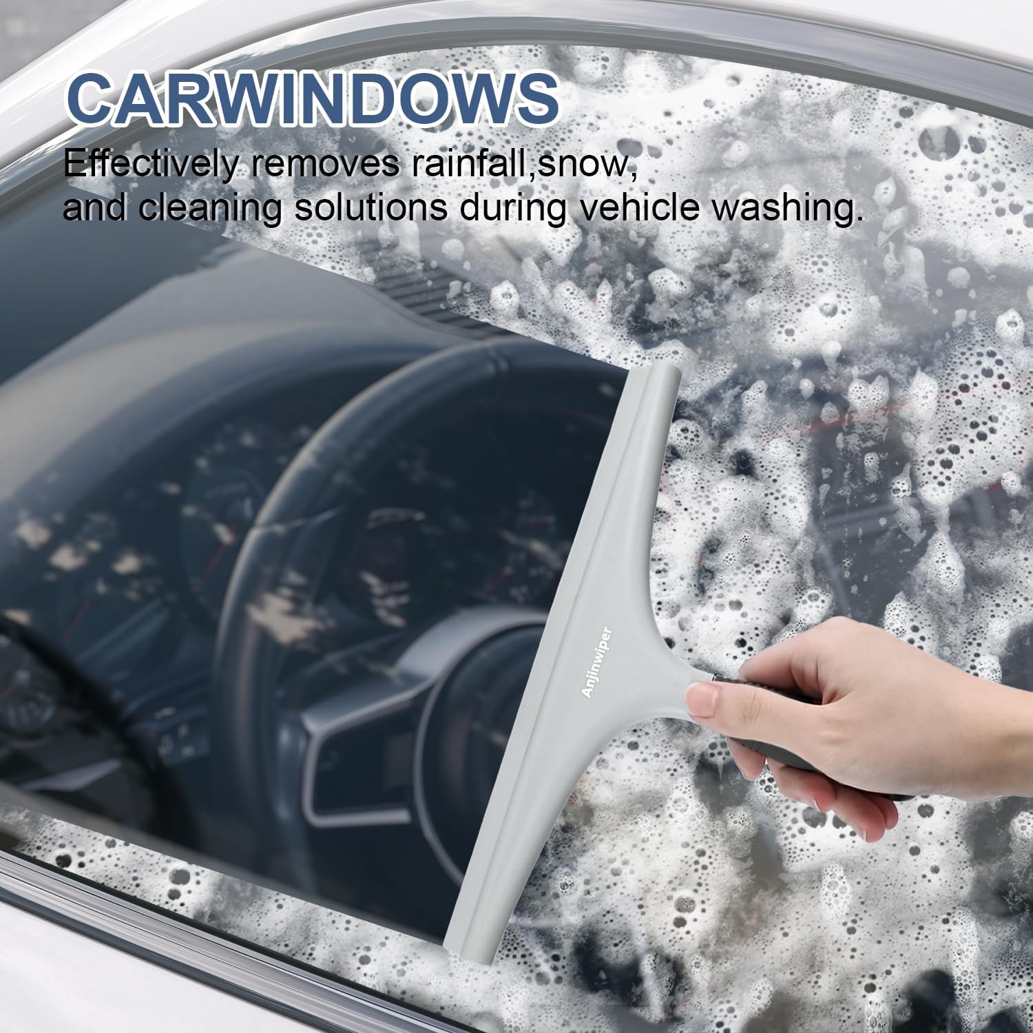 Silicone Shower Squeee for Glass Doors with Hook, Window Squeee for