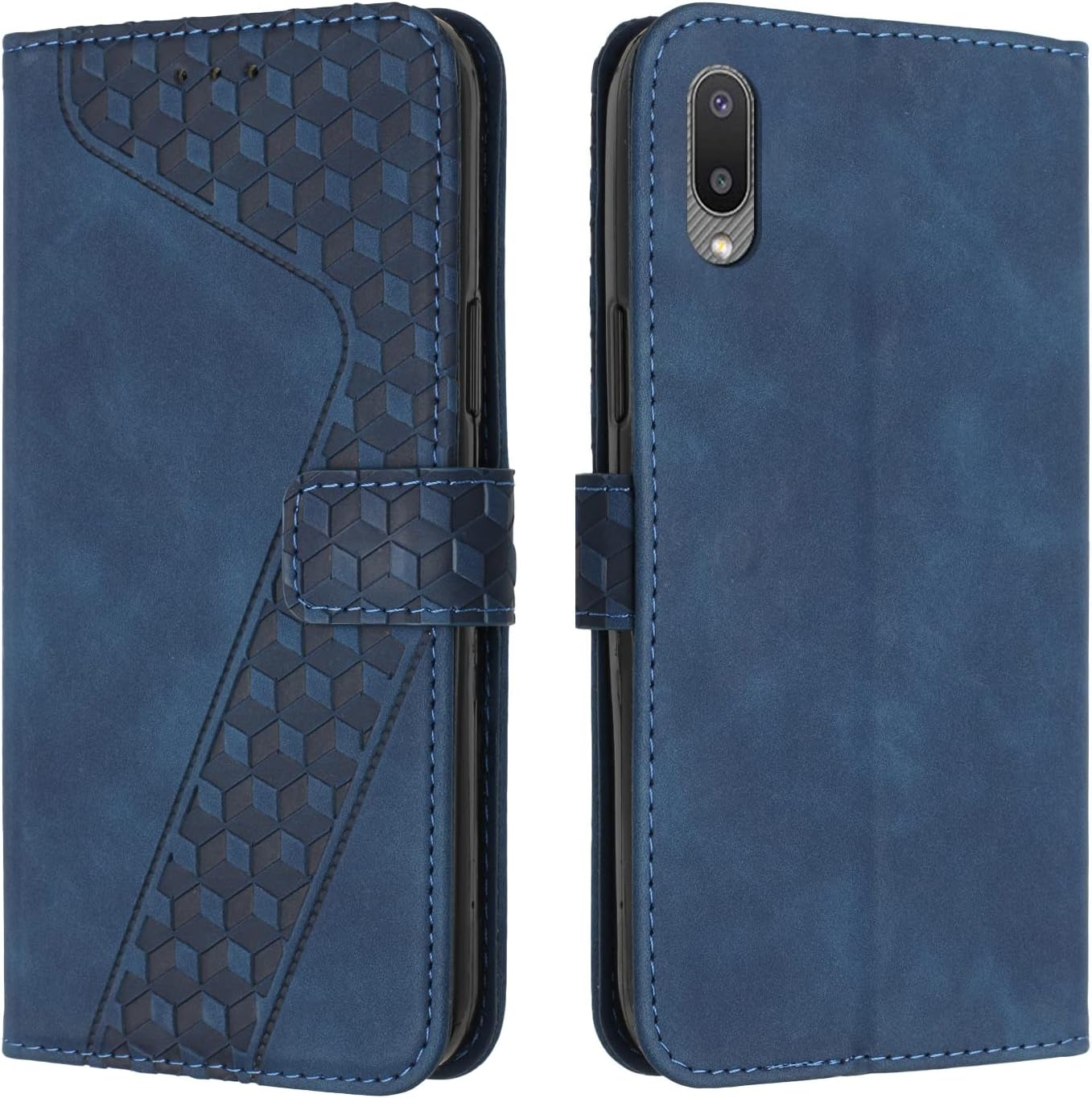 Compatible With Samsung Galaxy A02 /M02 Case, Wallet Case PU Premium Leather with Card holder Slots Magnetic Shockproof Flip Cover Bookstyle Phone Cases Cover for Samsung A02 /M02 (Blue)