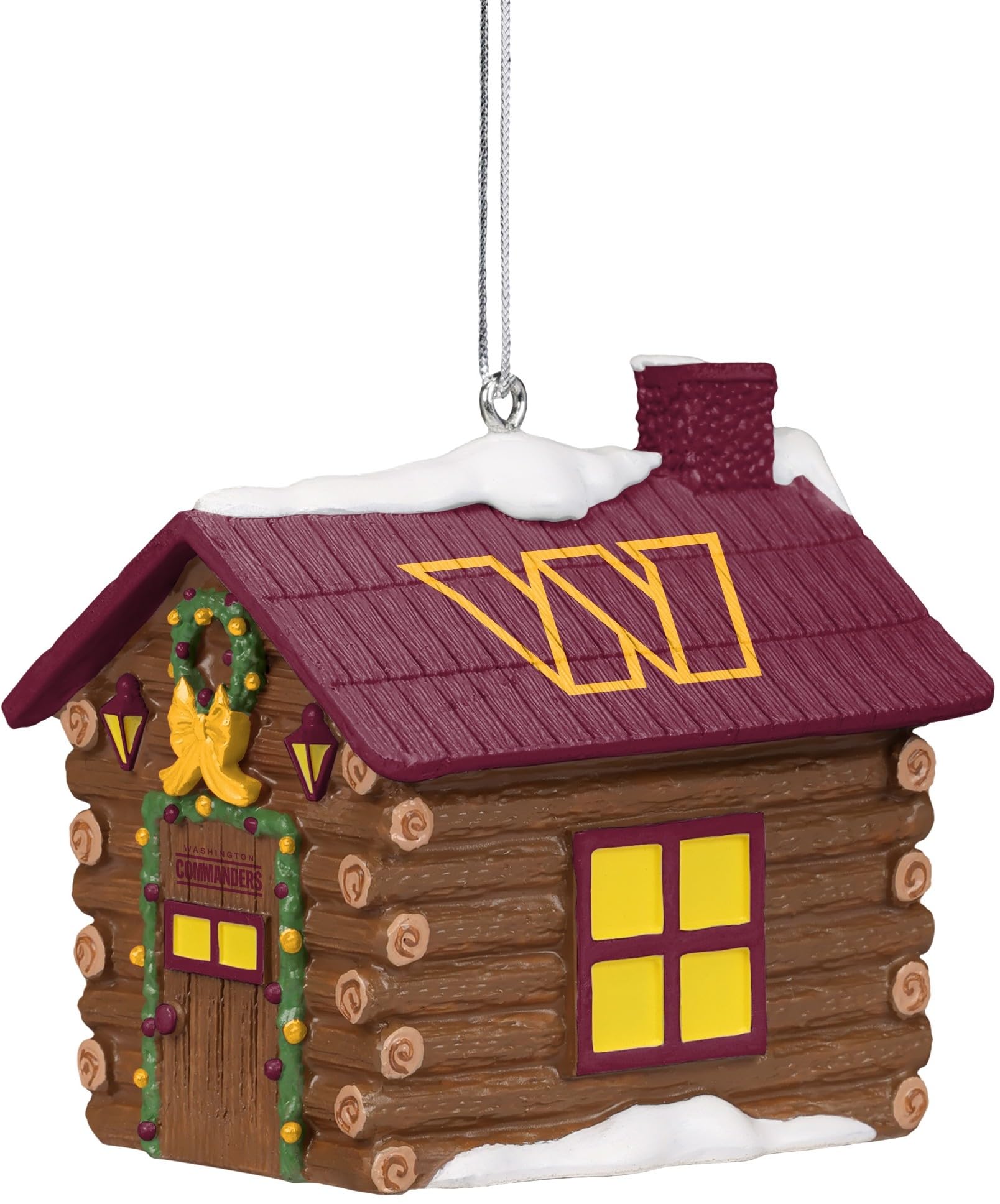 Foco Multi Color Nfl Washington Commanders Log Cabin Ornament – Officially Licensed Holiday Decoration