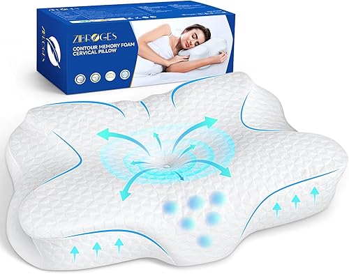 Almohada cervical, almohada de espuma viscoelástica tamaño King para cuello, cabeza, hombro, alivio del dolor de dormir, soporta tu cabeza, almohada