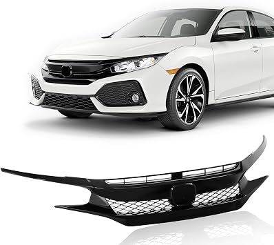 شواية Perfit Liner Front Grille متوافقة مع شبكة هوندا سيفيك 10th FK8 Type R Style Glossy Black 2016-2018