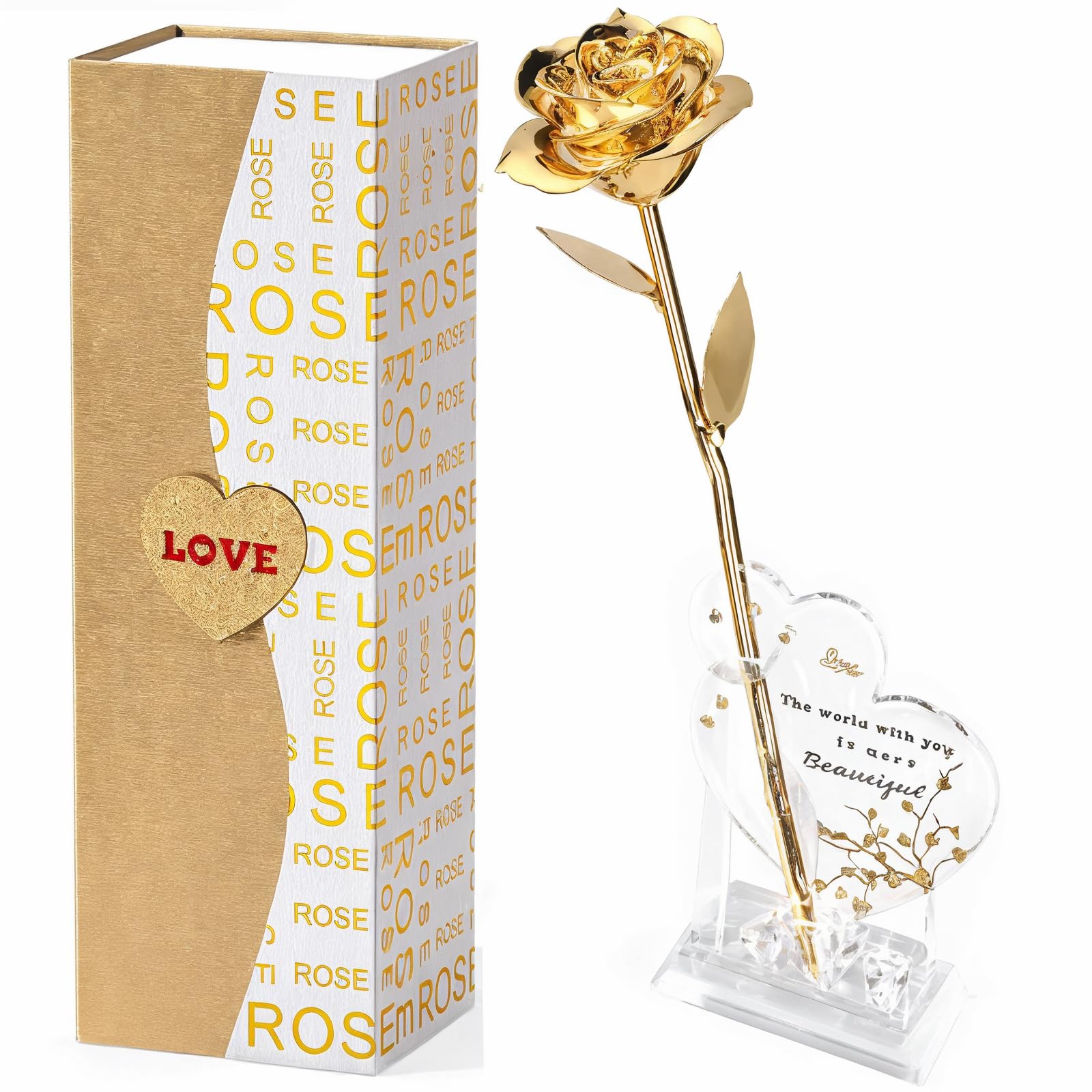 MikasolGold Dipped Real 24K Gold Rose, 1 Pack Infinity Flower Decor Hand Dipped in 24K Romantic Rose Gifts for Women in Her Wife Girlfriend Birthday Anniversary Valentines Mothers Day Christmas