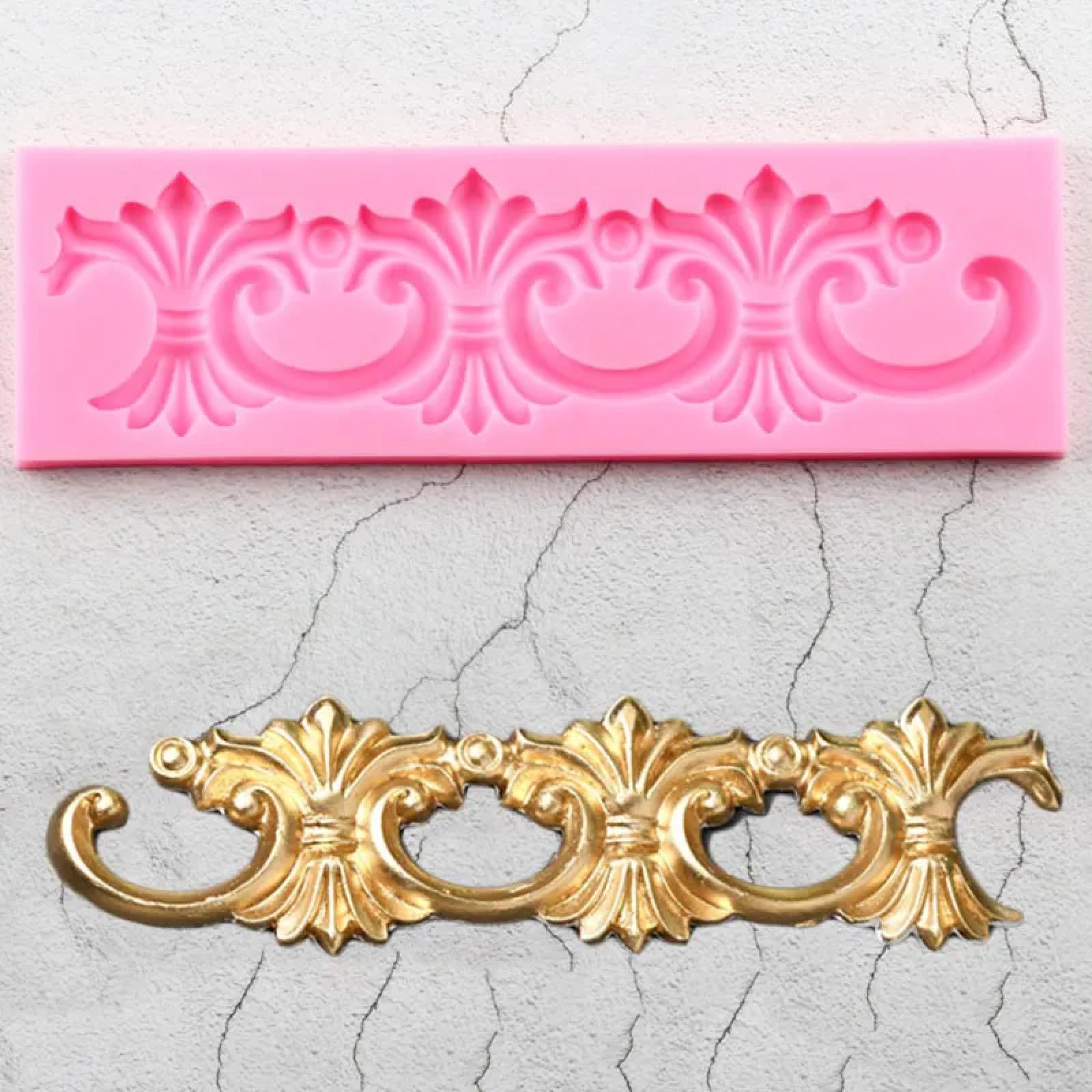 Silikonformen, Seifenformen, 24,7 x 7,4 cm, europäische Barockbordüre, Spitze, Silikonform, Blumenrelief, Cupcake-Topper, Fondant, Kuchendekoration, Werkzeuge, Süßigkeiten, Ton, Schokoladenform