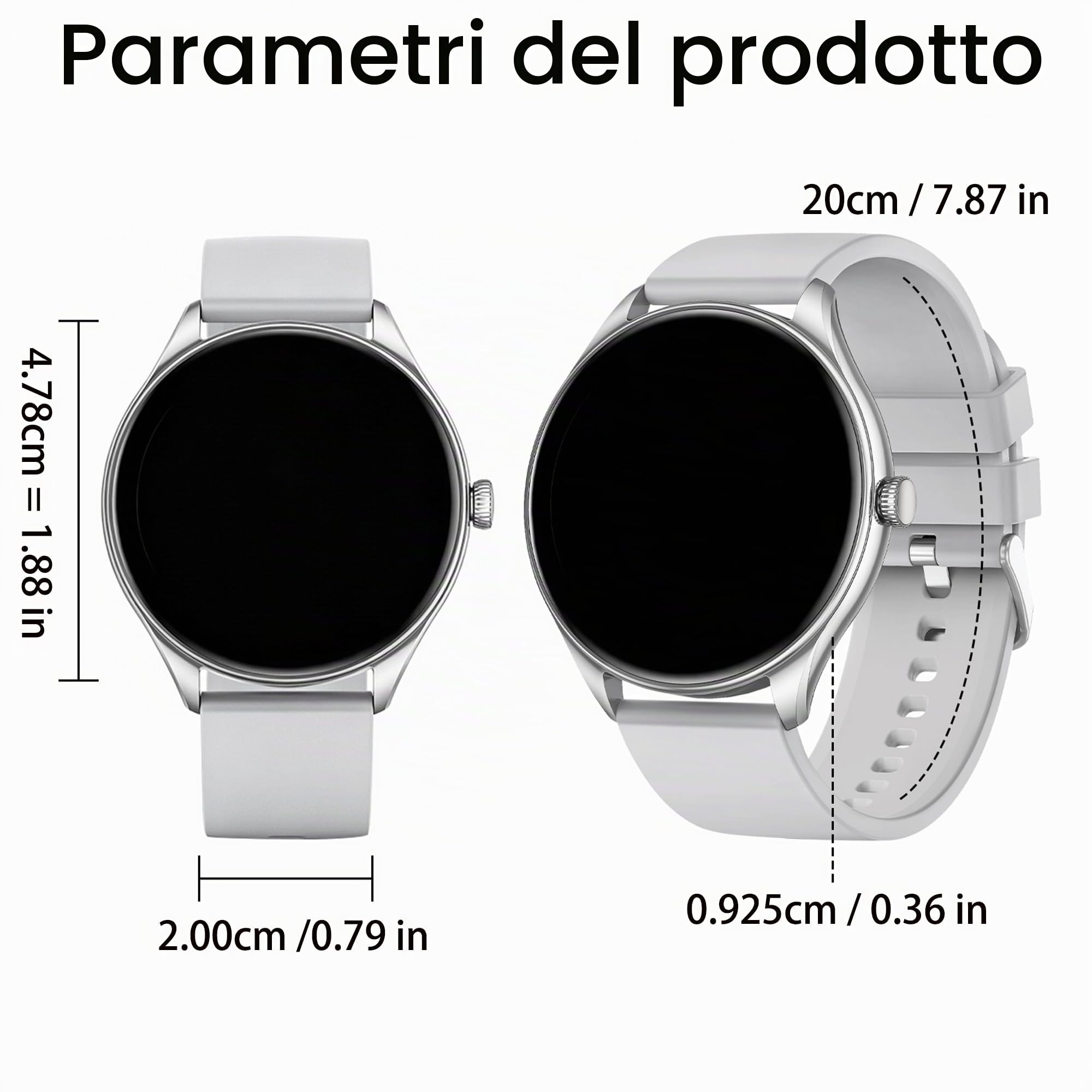 Smartwatch Uomo and Smartwatch Donna Chiamata Bluetooth e Risposta Vivavoce, 100+ Modalità Sport Notifiche Messaggi Orologio Fitness Tracker per Android iOS (Nero)