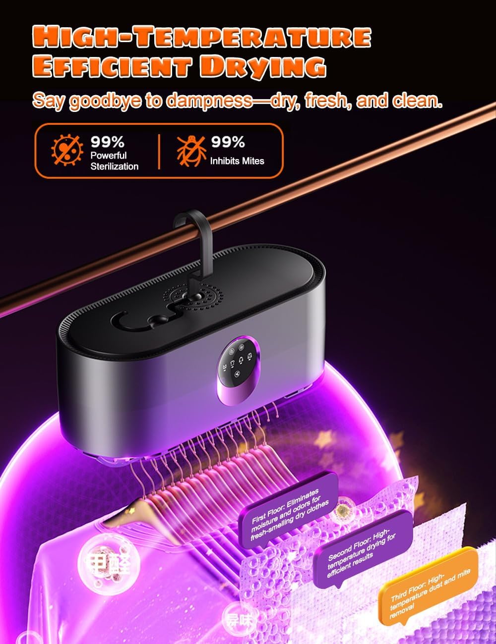 Portable Clothes Dryer for Apartments Travel Laundry - Electric Mini Machine Small Quiet Fast - Drying Foldable Compact Clothes Dryers Secadora Ropa Portatil Mojoco Minicompact Adjustable