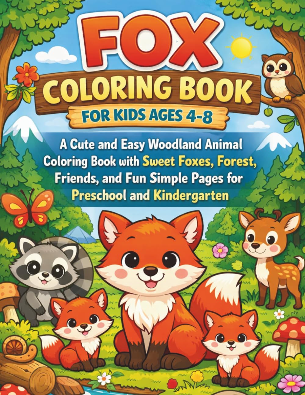 Fox Coloring Book for Kids Ages 4-8: A Fun Children’s Coloring Book with Cute Forest Animals, Woodland Creatures, and Adorable Foxes for Toddlers, Preschool, and Kindergarten