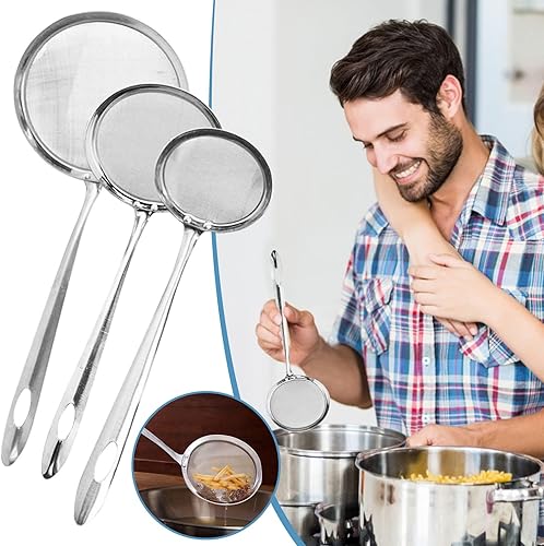 Miniatura 1 de Cuchara para tamizar, utensilios de cocina, alambre de acero inoxidable, malla fina, colador de aceite, colador de harina