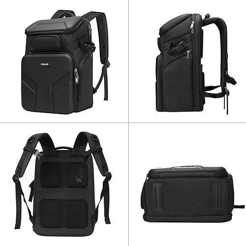 Miniatura 8 de MOSISO Mochila para cámara, réflex digital, réflex, sin espejo, impermeable, de 17.3 pulgadas, con carcasa rígida frontal, compartimento para