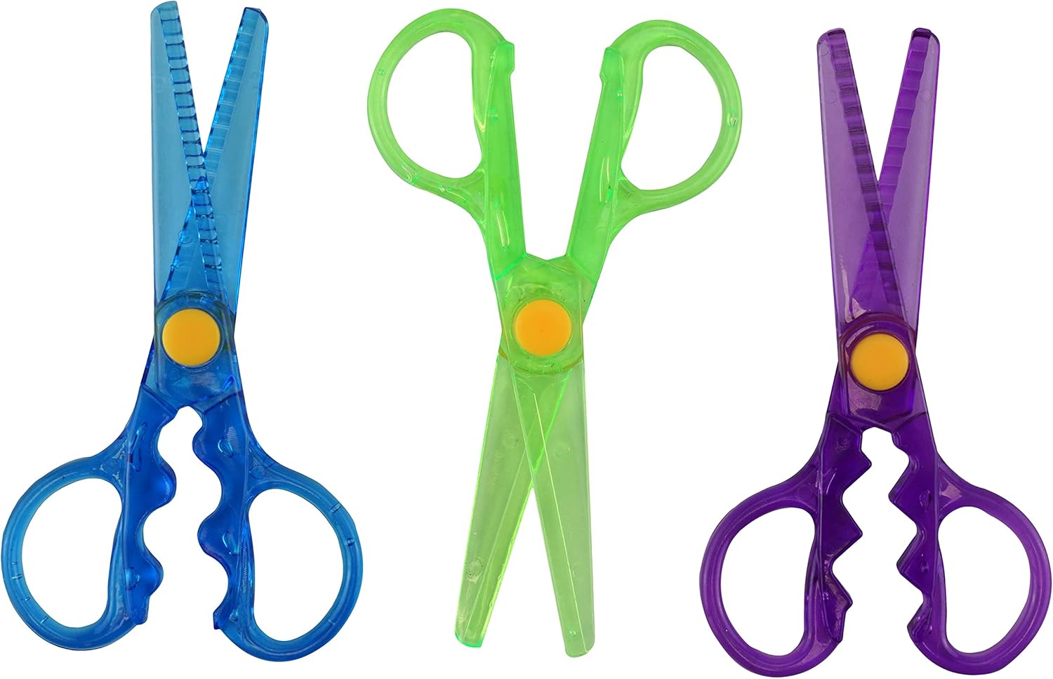 3Pcs Kids Craft Scissors, Serrated Childrens Scissors for School, Zig