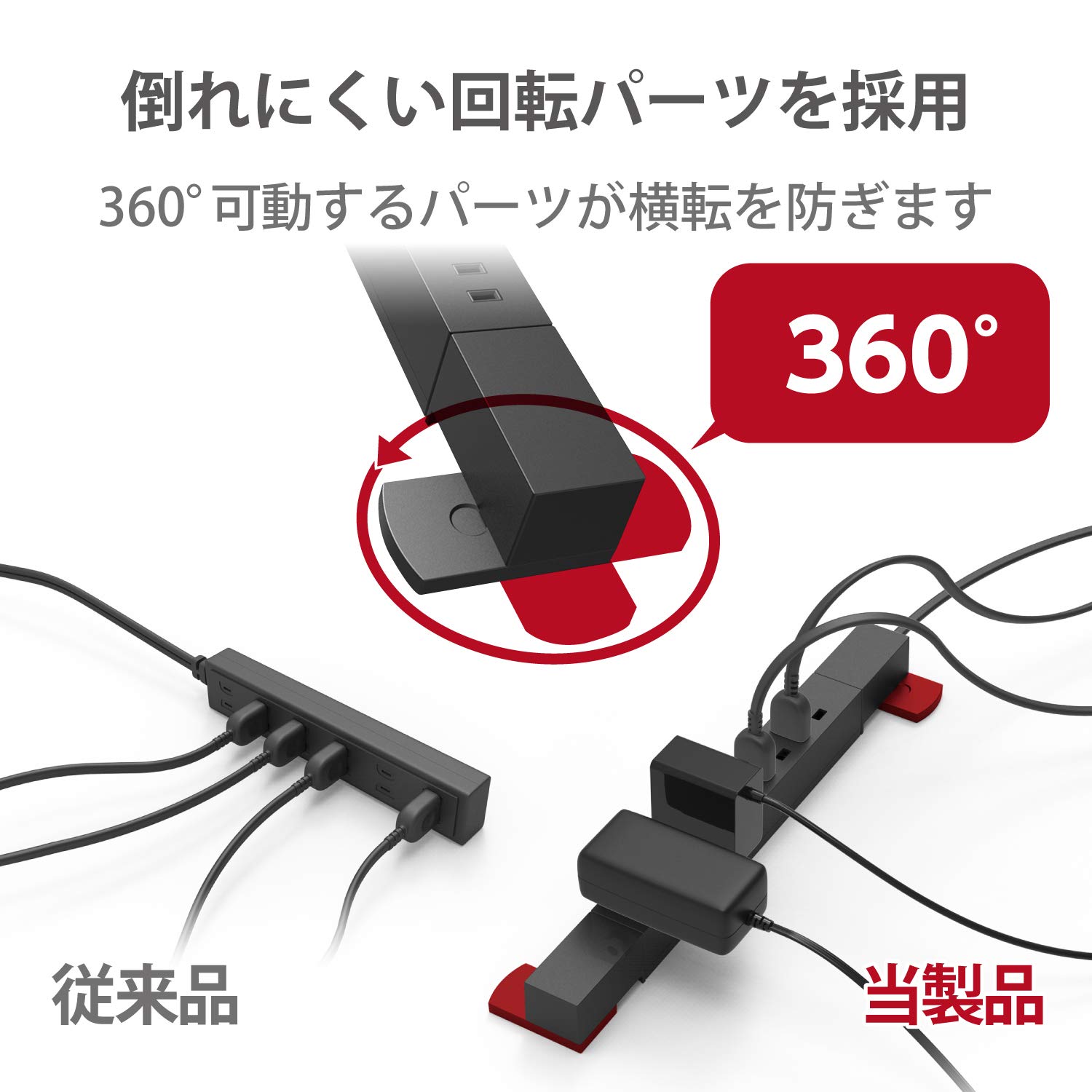 Amazon.co.jp: エレコム 電源タップ 3m 7個口 ダブル回転タップ