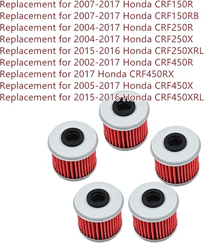 Miniatura 4 de 5 filtros de aceite de motocicleta de repuesto para Honda CRF150R CRF150RB CRF 150 250 450 CRF250R CRF250X CRF450R CRF450X TRX450R rojo