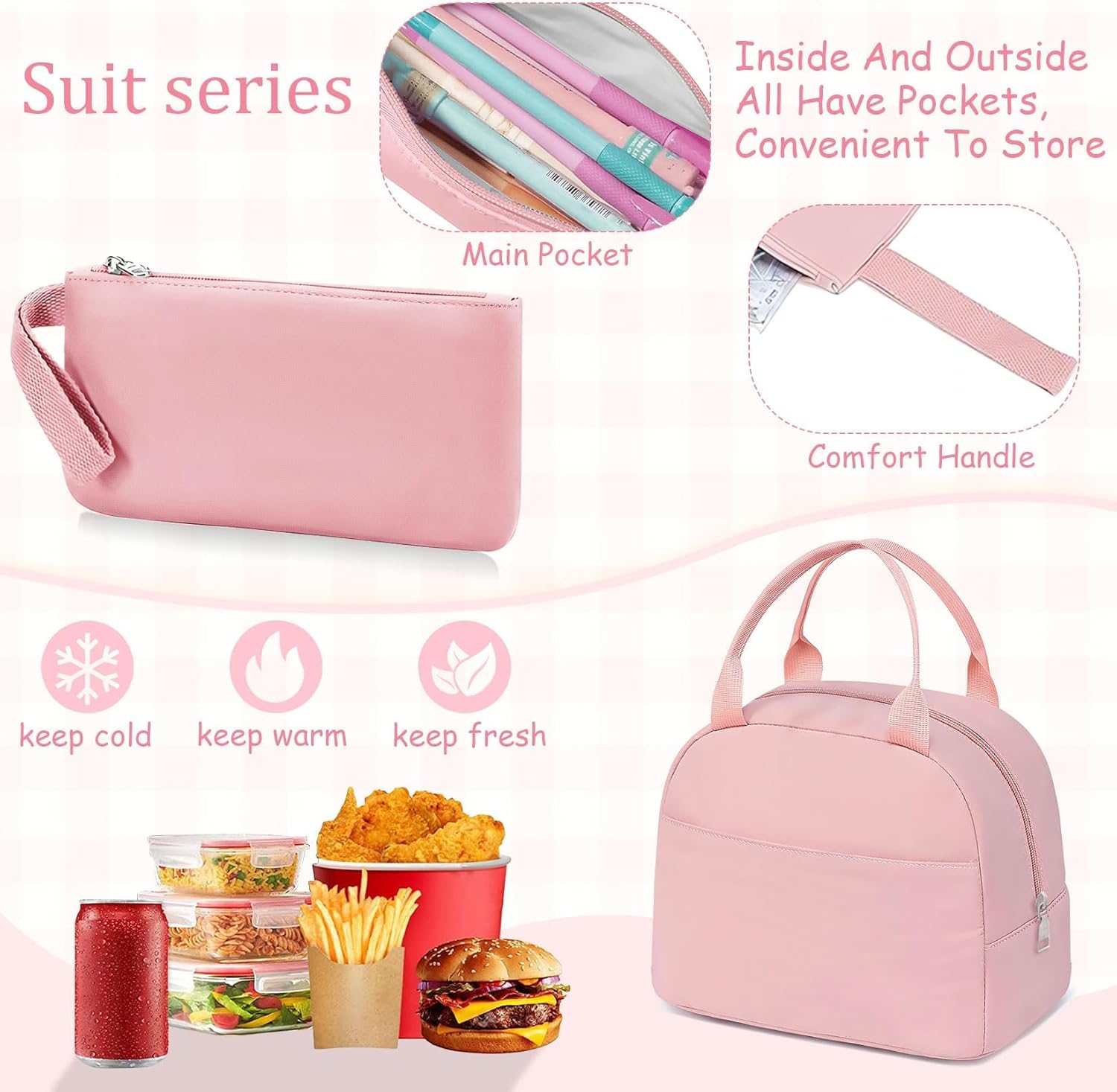 School Backpack For Girls - 6pcs Cute Girls Backpack With Lunch Box Set For Teens Women College Middle High School - 18″ School Bookbag Travel Back Pack - Image 5