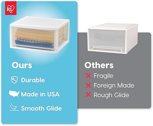 Vista 31 de IRIS USA - Paquete de 4 cajones de almacenamiento apilables, 6 cuartos de galón, plástico transparente para usar en fregadero, cocina, despensa